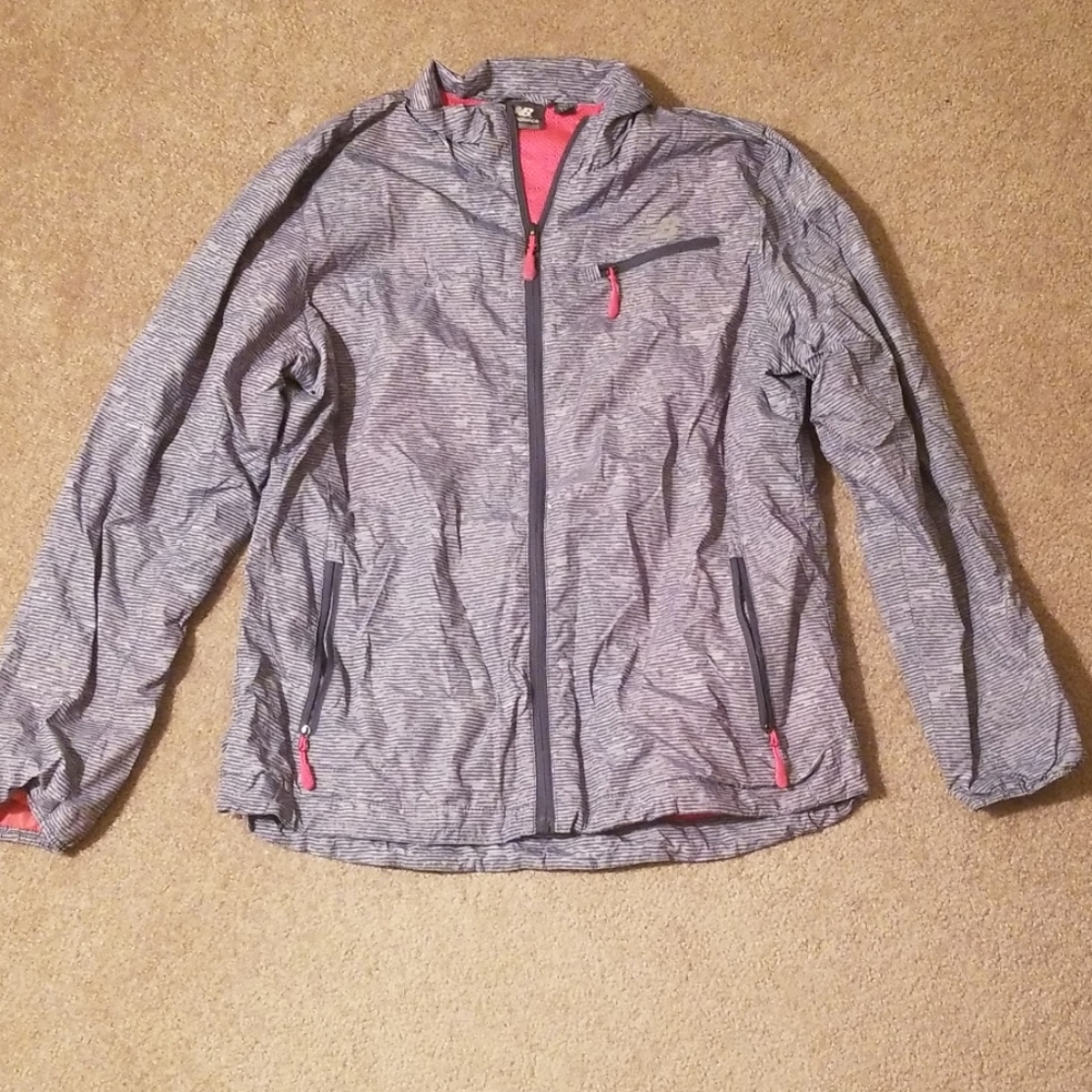 Gray and hot pink rain jacket
